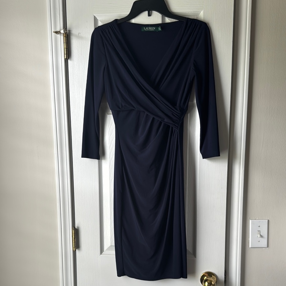 Navy Blue Wrap Dress